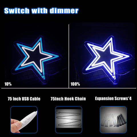 Zhujianqiang wall decor Dallas Cowboys LED sign creates bold sports decor.