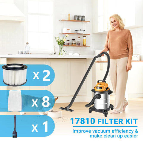 Zibopon 17810 contents include filters, bags, and brush.