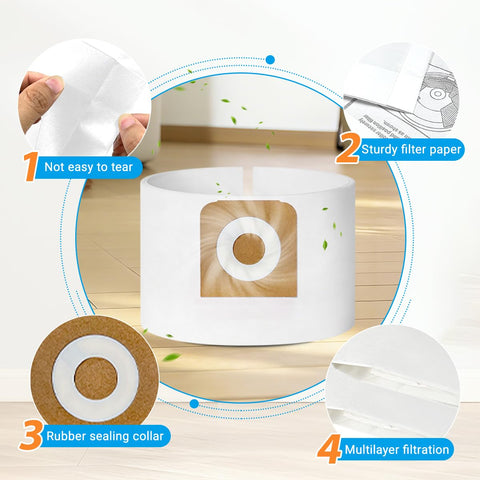 Zibopon dust bags feature 2-layer material for tear resistance and durable dry pickup.
