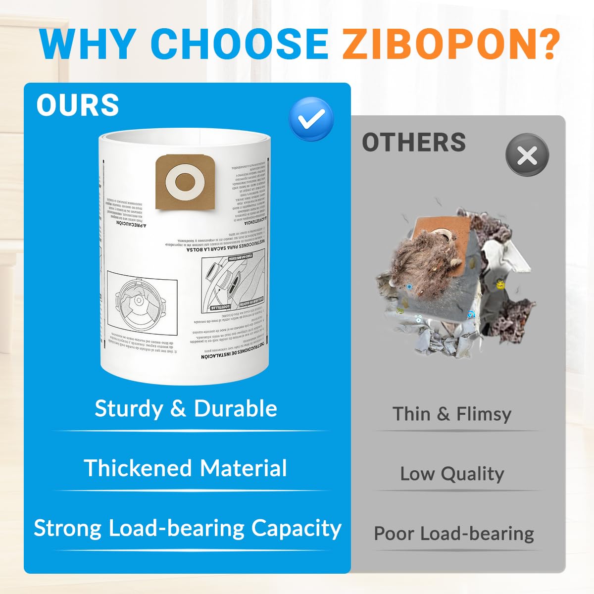 Zibopon CMXEVBE17596 20-gallon bag suitable for Craftsman vacs.