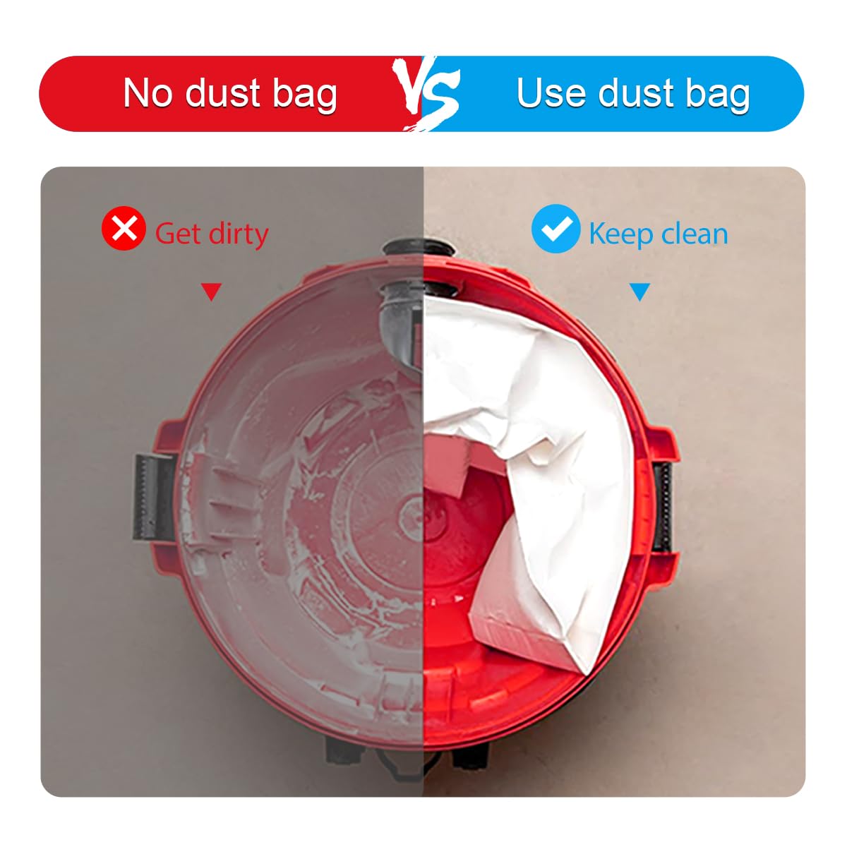Zibopon dust bag set provides easy cleanup and reduced mess between jobs.