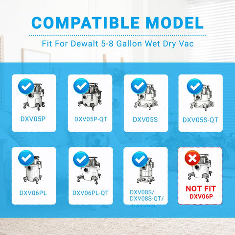 Zibopon DXVA19-4104 compatible bags across Dewalt 5-8 gallon models