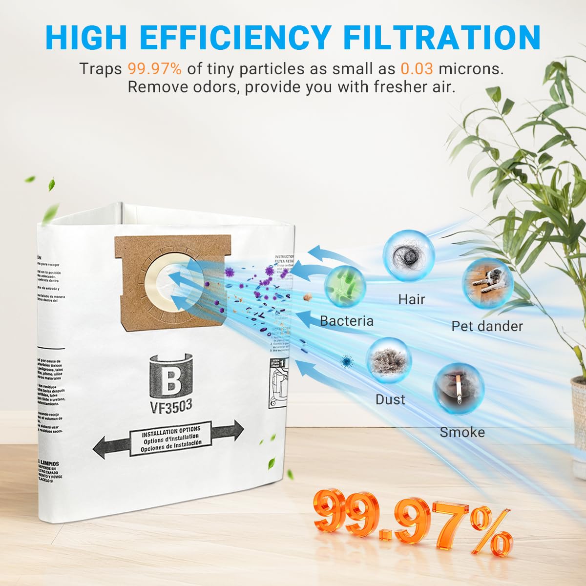 Zibopon VF3503 for easy cleaning keeps vacuum drum clean after use.