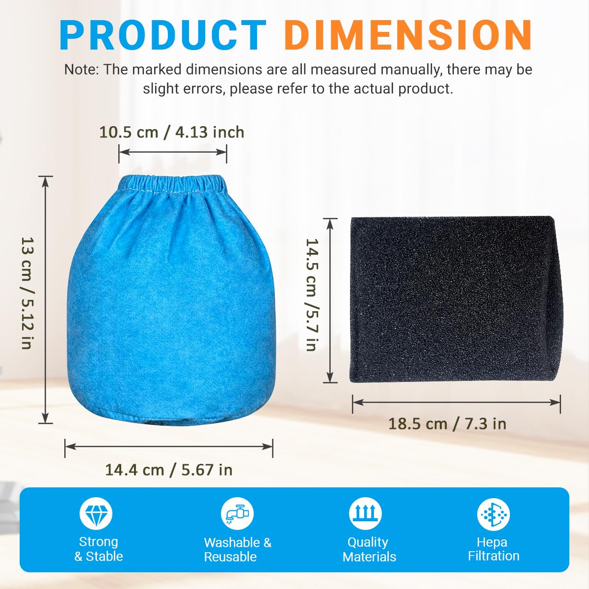 VFF21 foam filter absorbing liquids to protect the motor