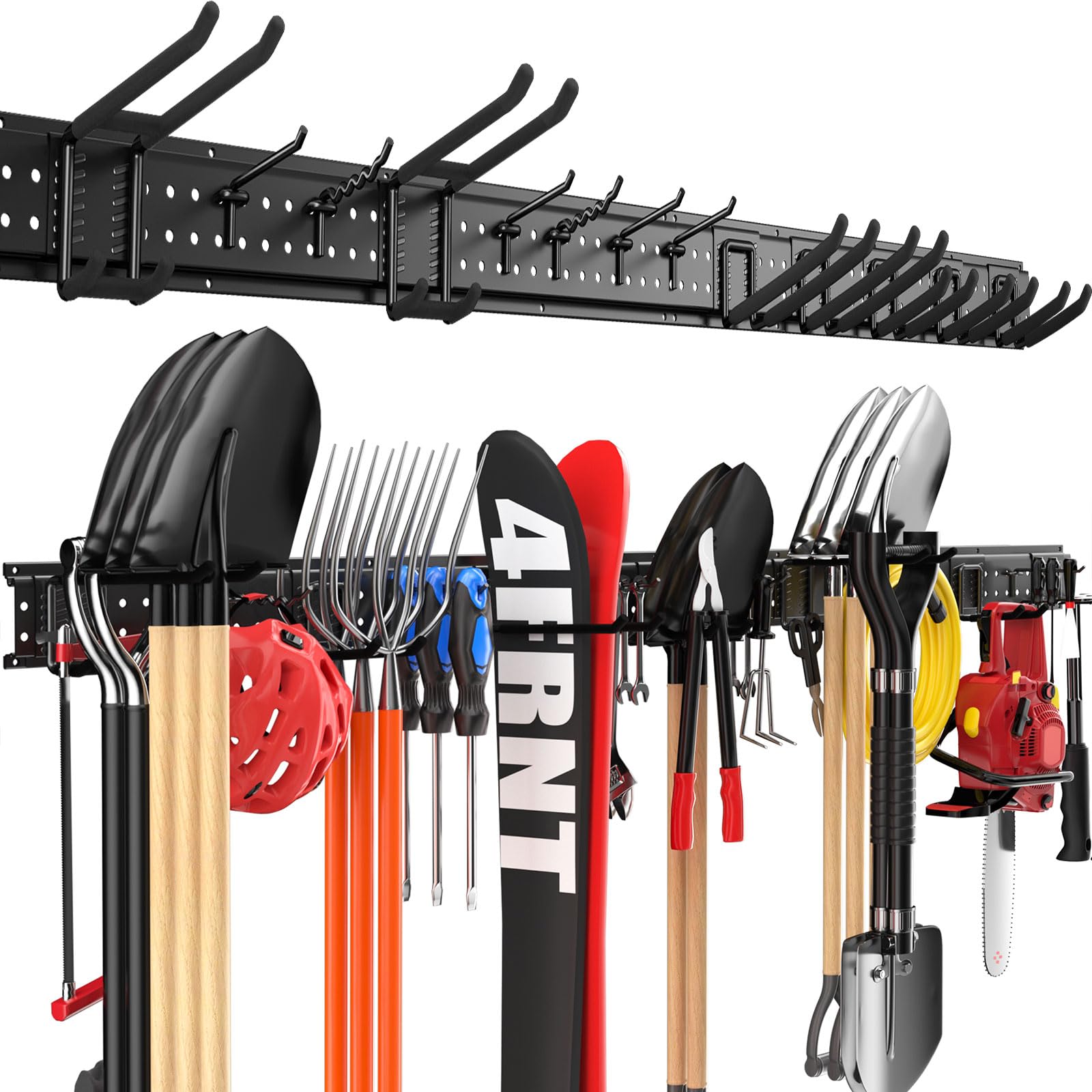 ZICANYCO Garage Tool Organizer wall mount shows spacious 64-inch storage.