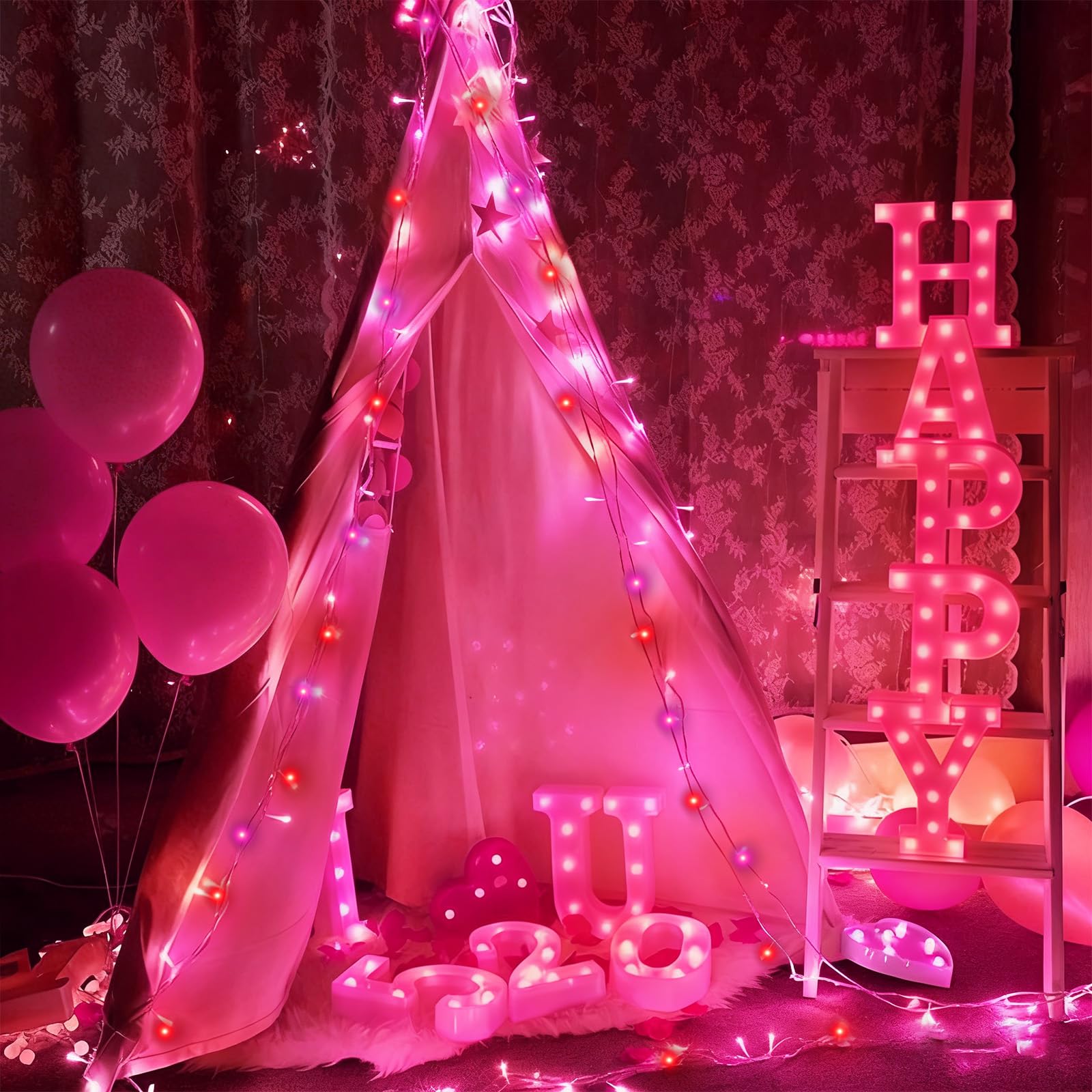ZICZLI outdoor valentines lights decorate a garden or porch