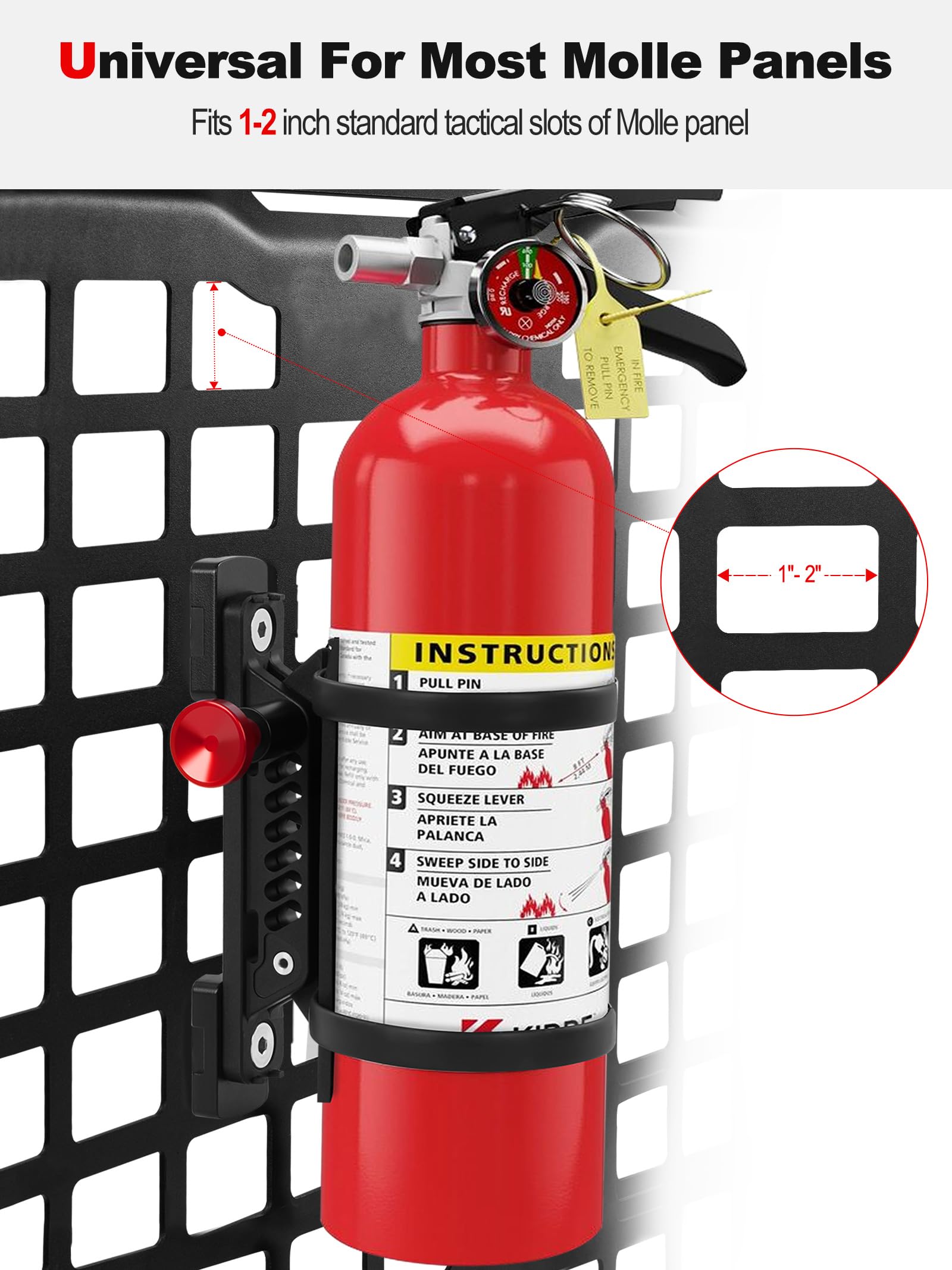 ZIDIYORUO quick-release on MOLLE panel enables rapid extinguisher access