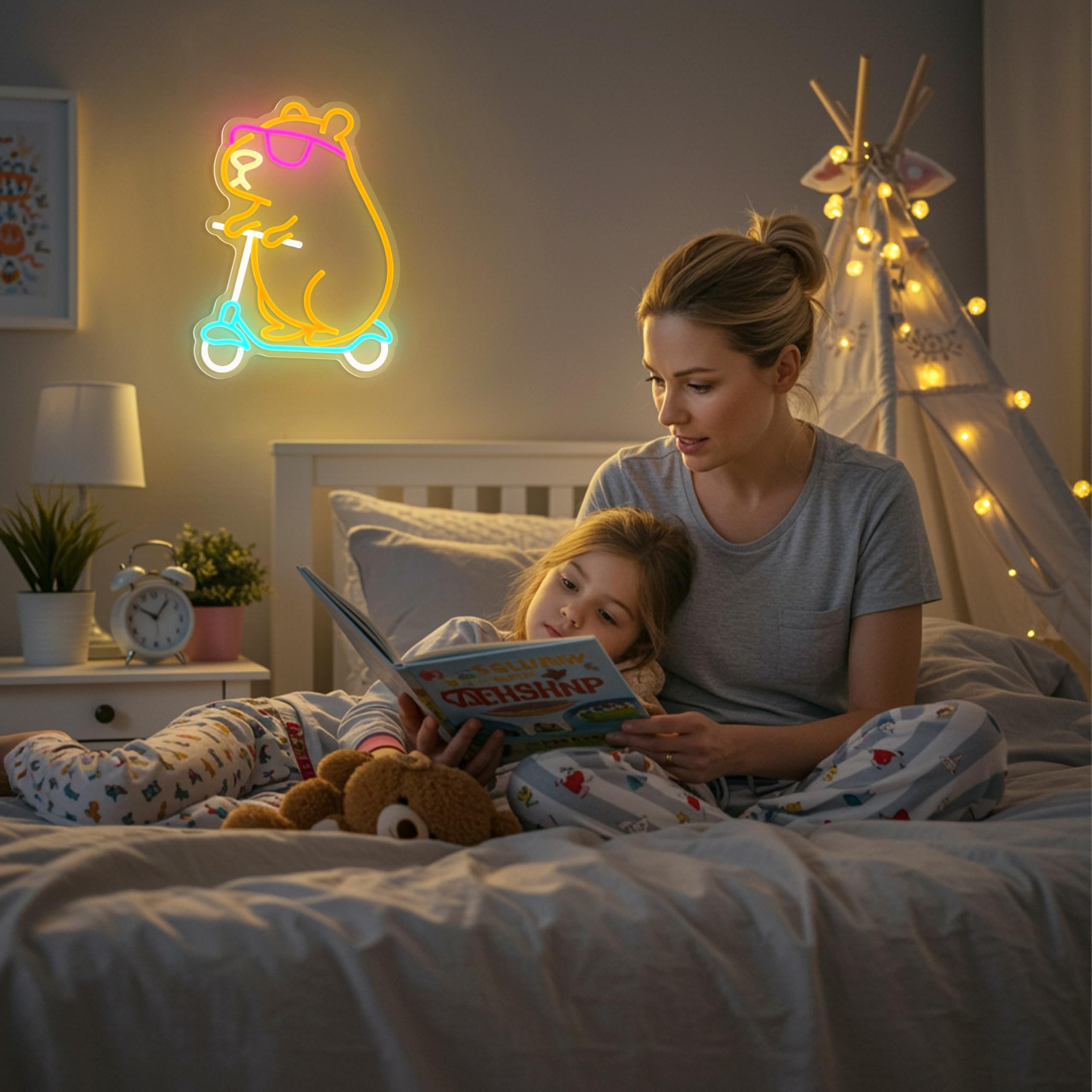 Zidoni Capybara Neon Sign features wall mounting holes for easy installation.
