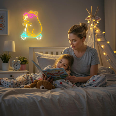 Zidoni Capybara Neon Sign features wall mounting holes for easy installation.