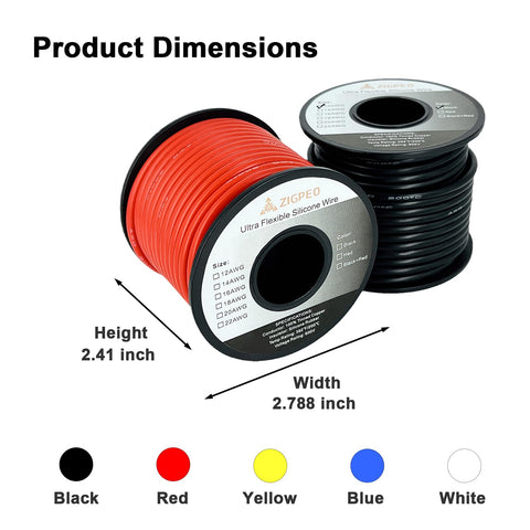ZIGPEO automotive 12 AWG silicone wire, insulation for reliable model car and boat wiring.