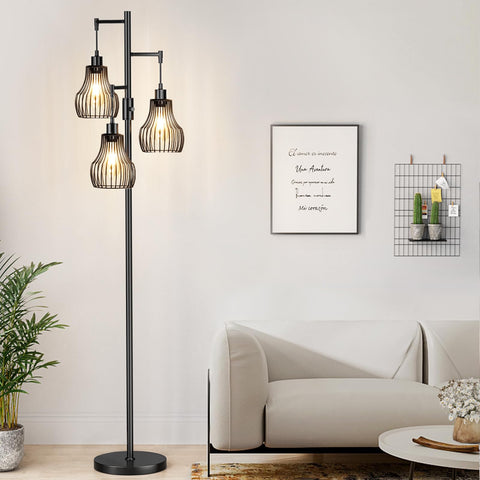 Ziisee dimmable floor lamp stands tall at 70 inches, creating a warm, adjustable living room glow.