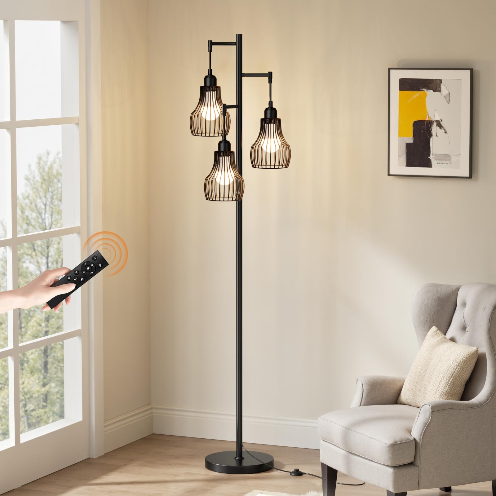 Ziisee dimmable floor lamp with remote control enhances ambient lighting in any living space