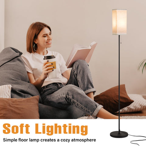 Ziisee beige lampshade on black post adds contemporary rustic style