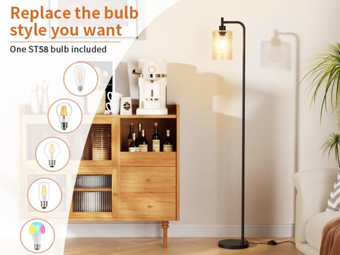 Ziisee floor lamp black metal body with industrial, durable finish