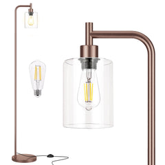 Ziisee floor lamp with brown base and glass shade adds warm ambience to living spaces.