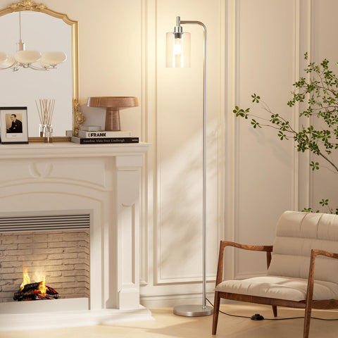 Ziisee floor lamp glass shade softens lighting for cozy living spaces.
