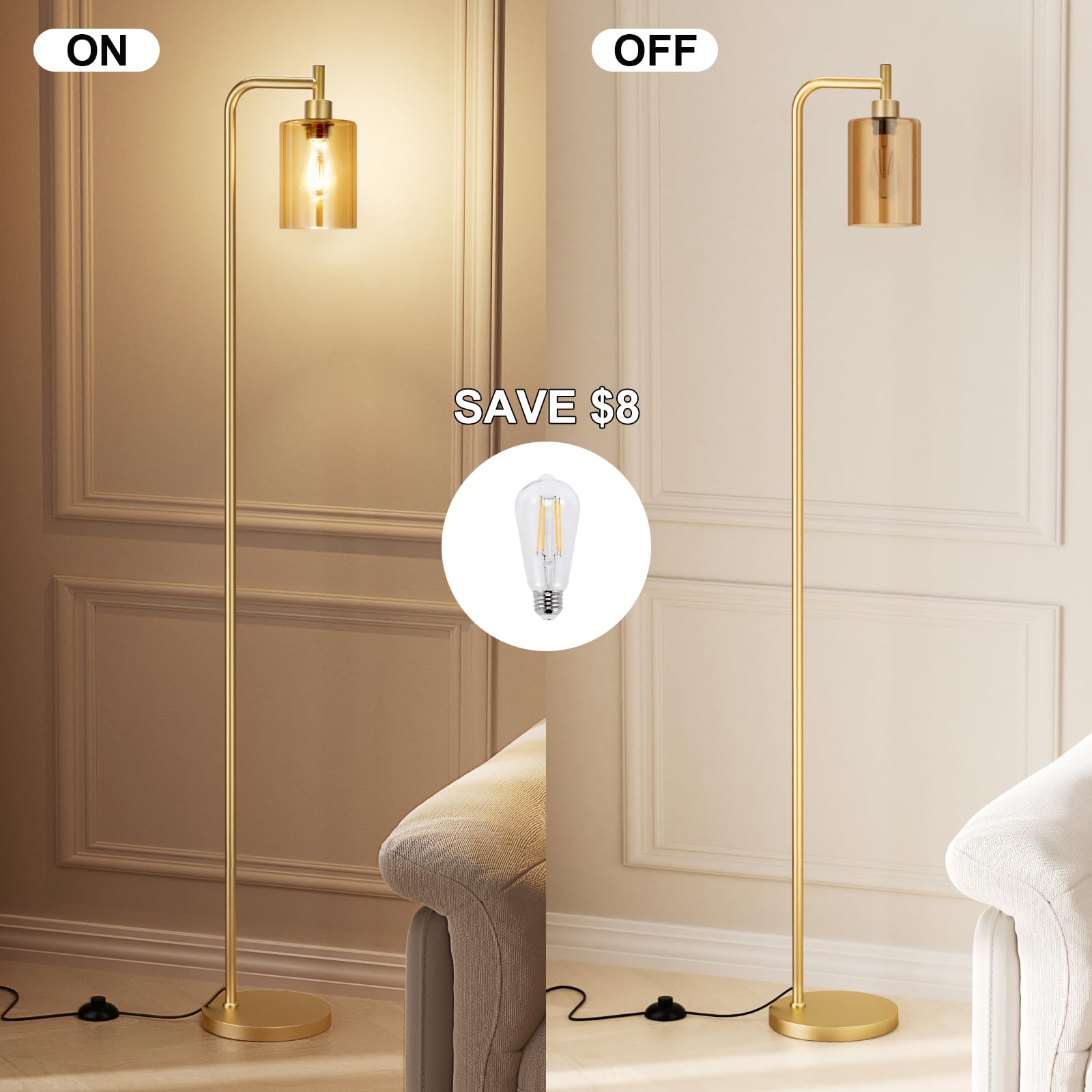 Ziisee floor lamp gold base adds a stylish, stable accent