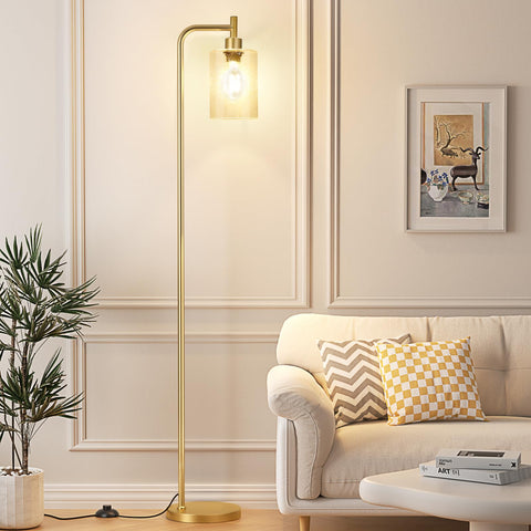 Ziisee floor lamp gold finish base adds a modern-industrial touch to bedrooms or offices.