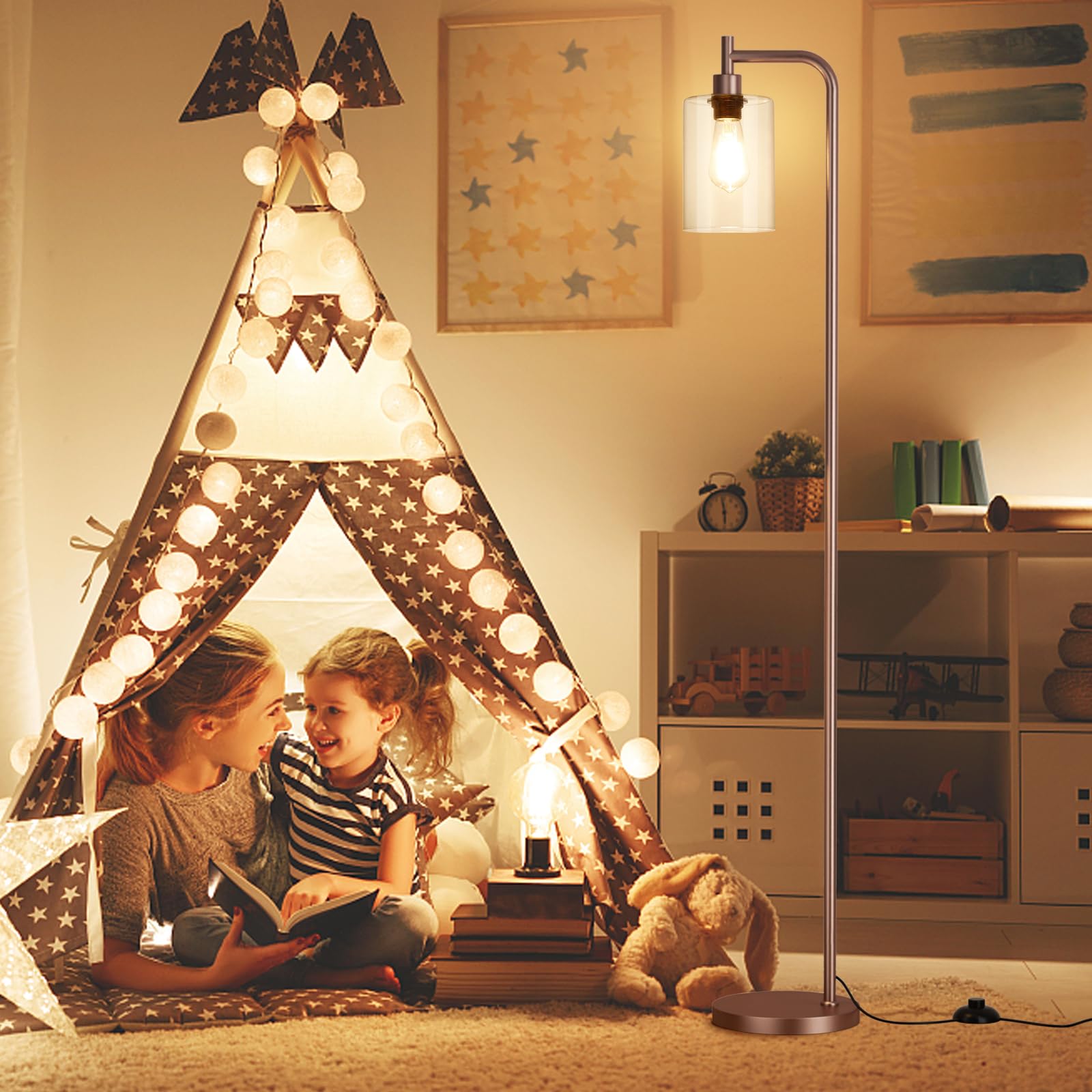 Ziisee floor lamp heavy base ensures stability around kids and pets.