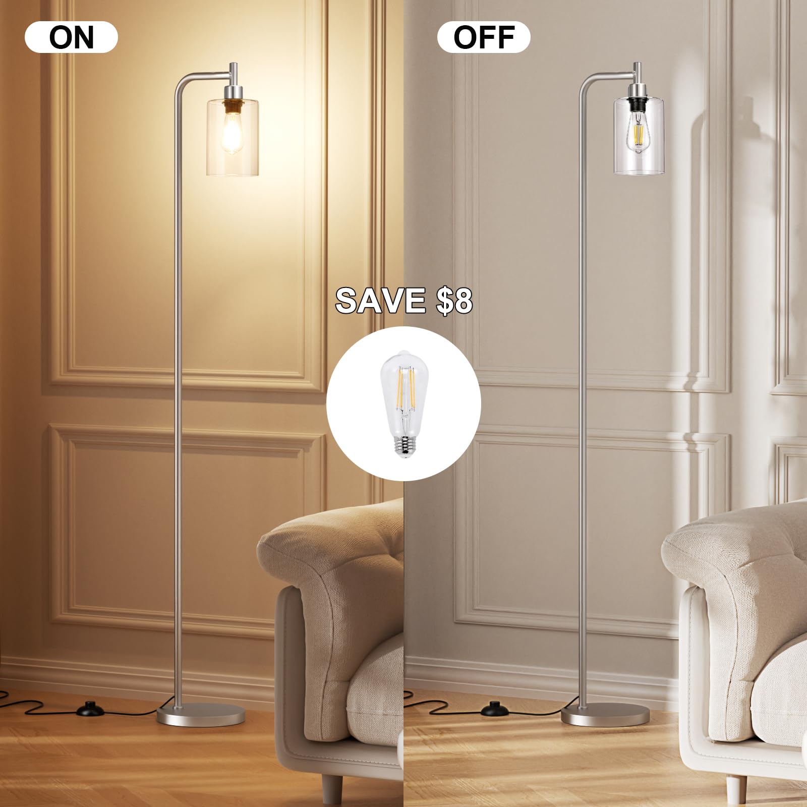 Ziisee LED bulb provides warm 3000K glow with energy efficiency.