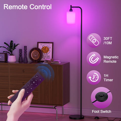 Ziisee floor lamp showing remote control and foot switch for easy operation