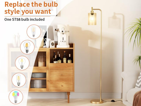 Ziisee floor lamp with replaceable LED bulb delivering cozy 3000K light.