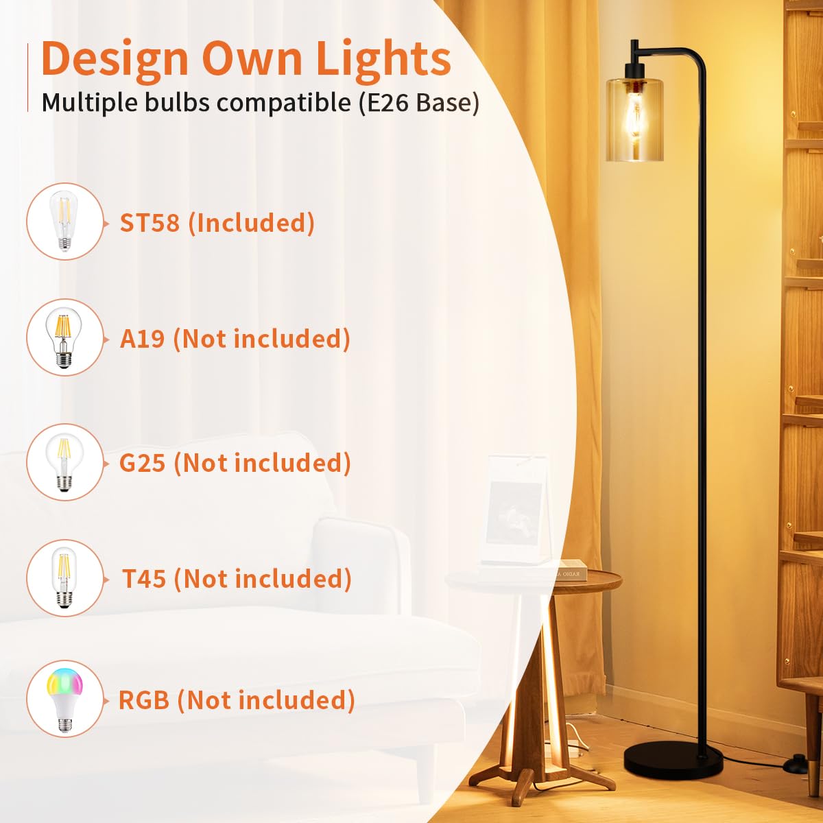 Ziisee replaceable ST58 LED bulb delivers warm 3000K light.