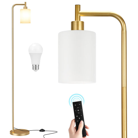 Ziisee gold floor lamp with glass shade adds warm ambience to living rooms.