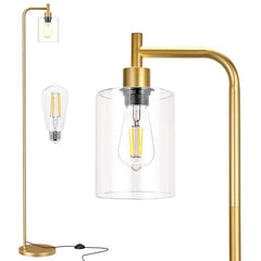 Ziisee gold floor lamp with glass shade for warm ambient lighting in the living room