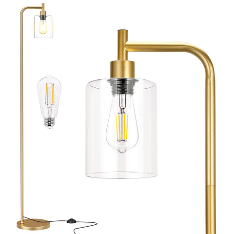 Ziisee gold floor lamp with glass shade for warm ambient lighting in the living room