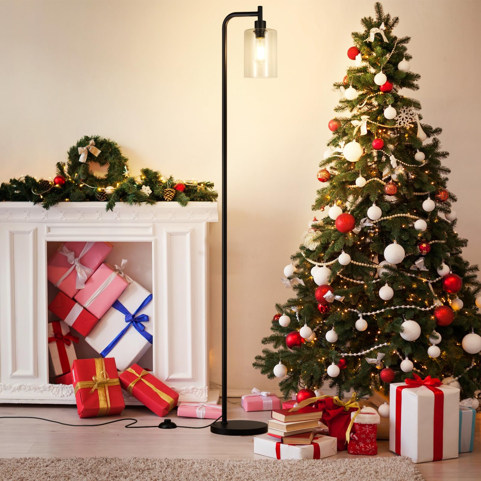 Ziisee industrial floor lamp at night creating ambient glow