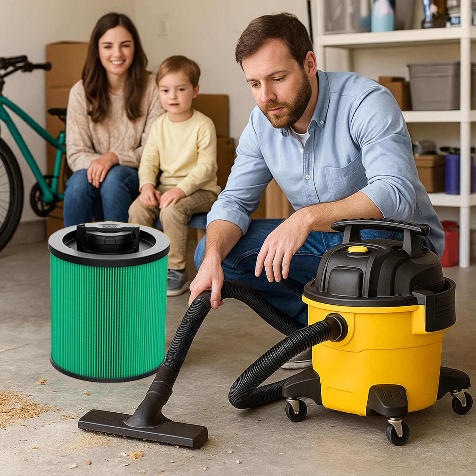ZILAMGOO traps dust, drywall debris, and pet hair for workshop use