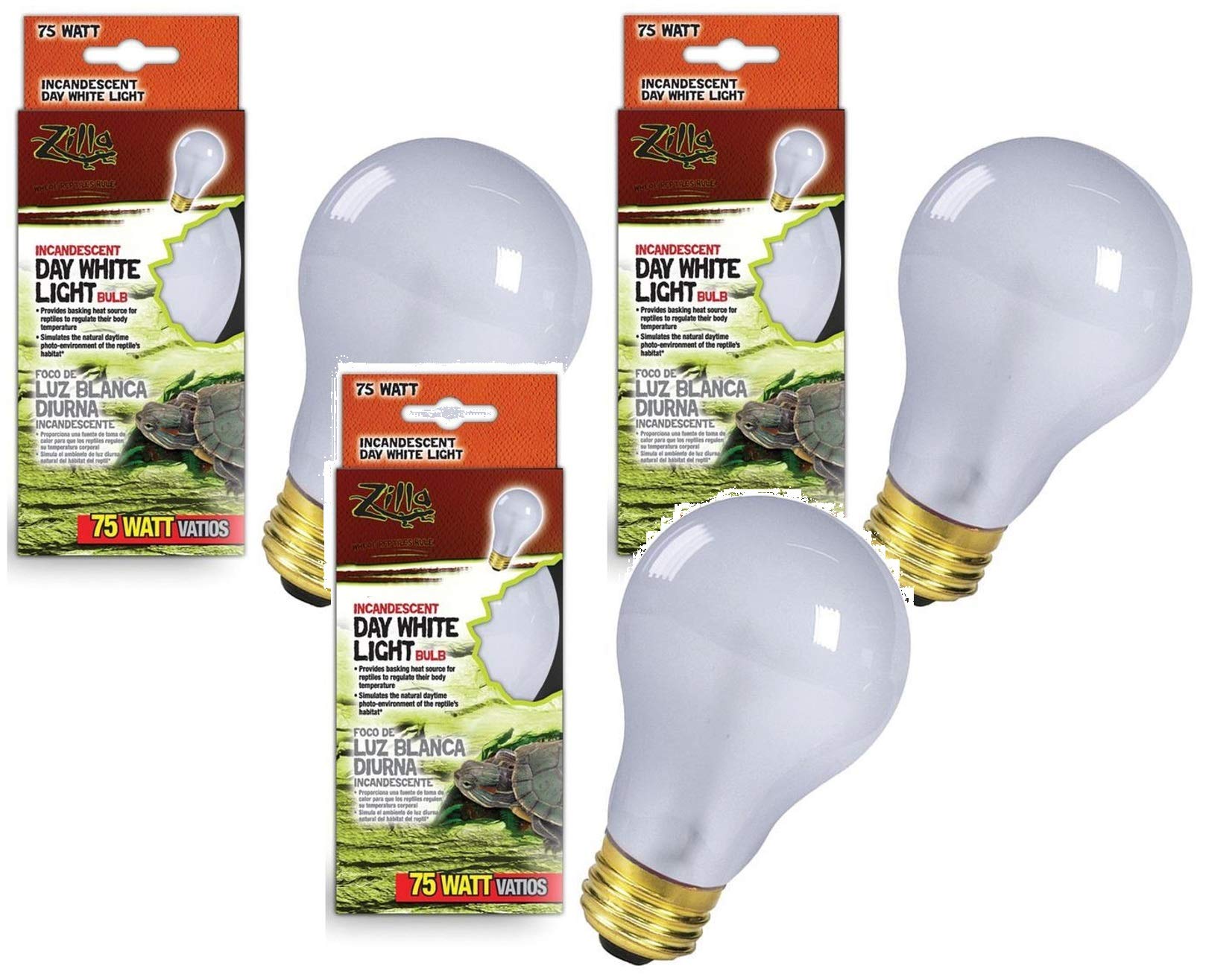 Zilla incandescent bulb for day white light and heat, ideal for reptile basking.