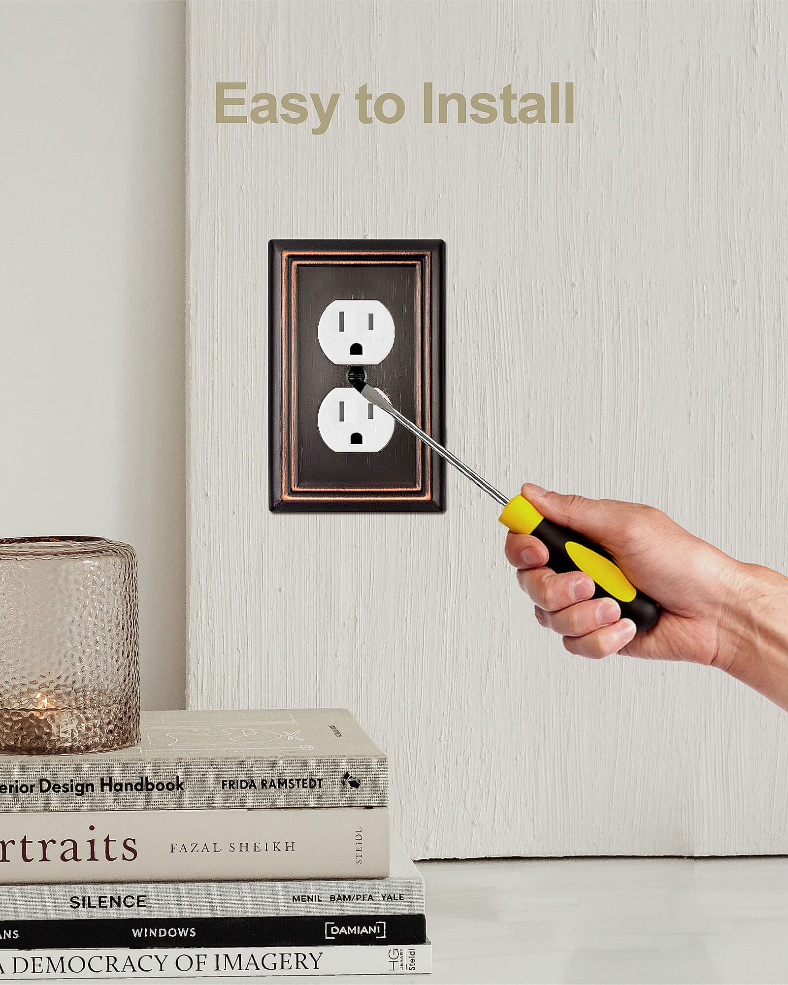 ZILLSEA detailed bronze texture on wall plate highlights sturdy metal construction.