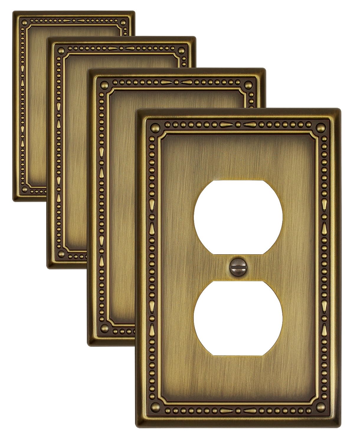 ZILLSEA antique brass outlet cover with beaded detail for warm vintage rooms