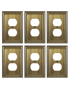 ZILLSEA antique brass wall plate duplex 6-pack adds timeless elegance to any room