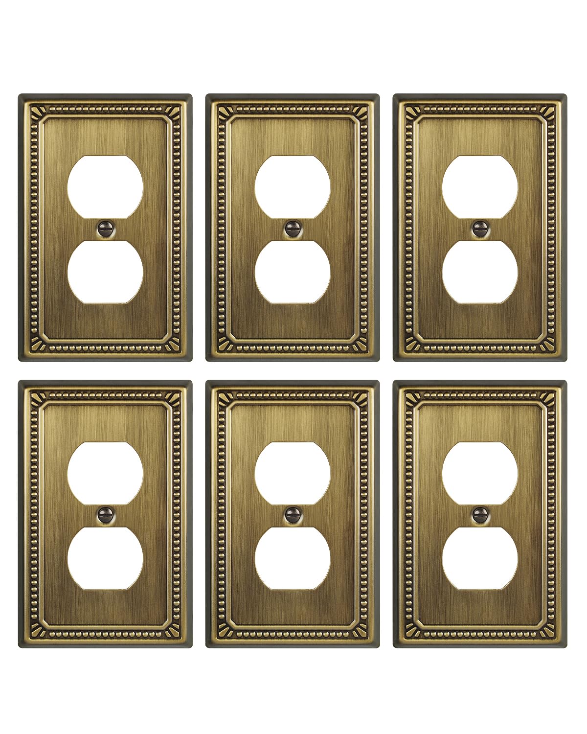 ZILLSEA antique brass wall plate duplex 6-pack adds timeless elegance to any room