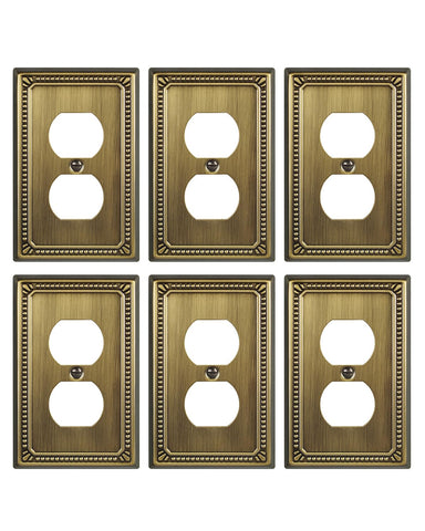 ZILLSEA antique brass wall plate duplex 6-pack adds timeless elegance to any room
