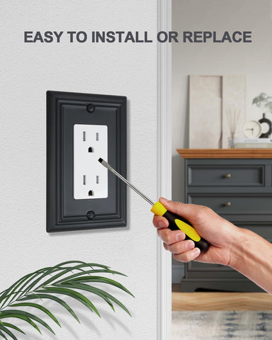 ZILLSEA black wall plate compatible with GFCI outlets and dimmers