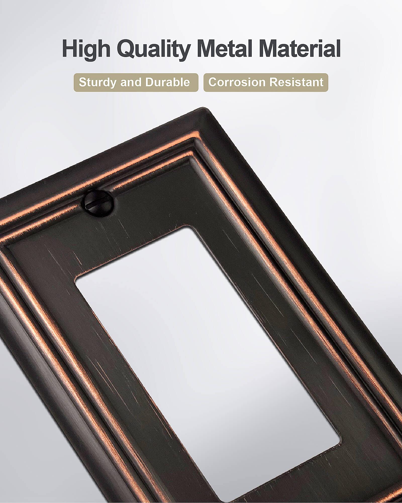 ZILLSEA aged bronze wall plate beside a dimmer switch for timeless style