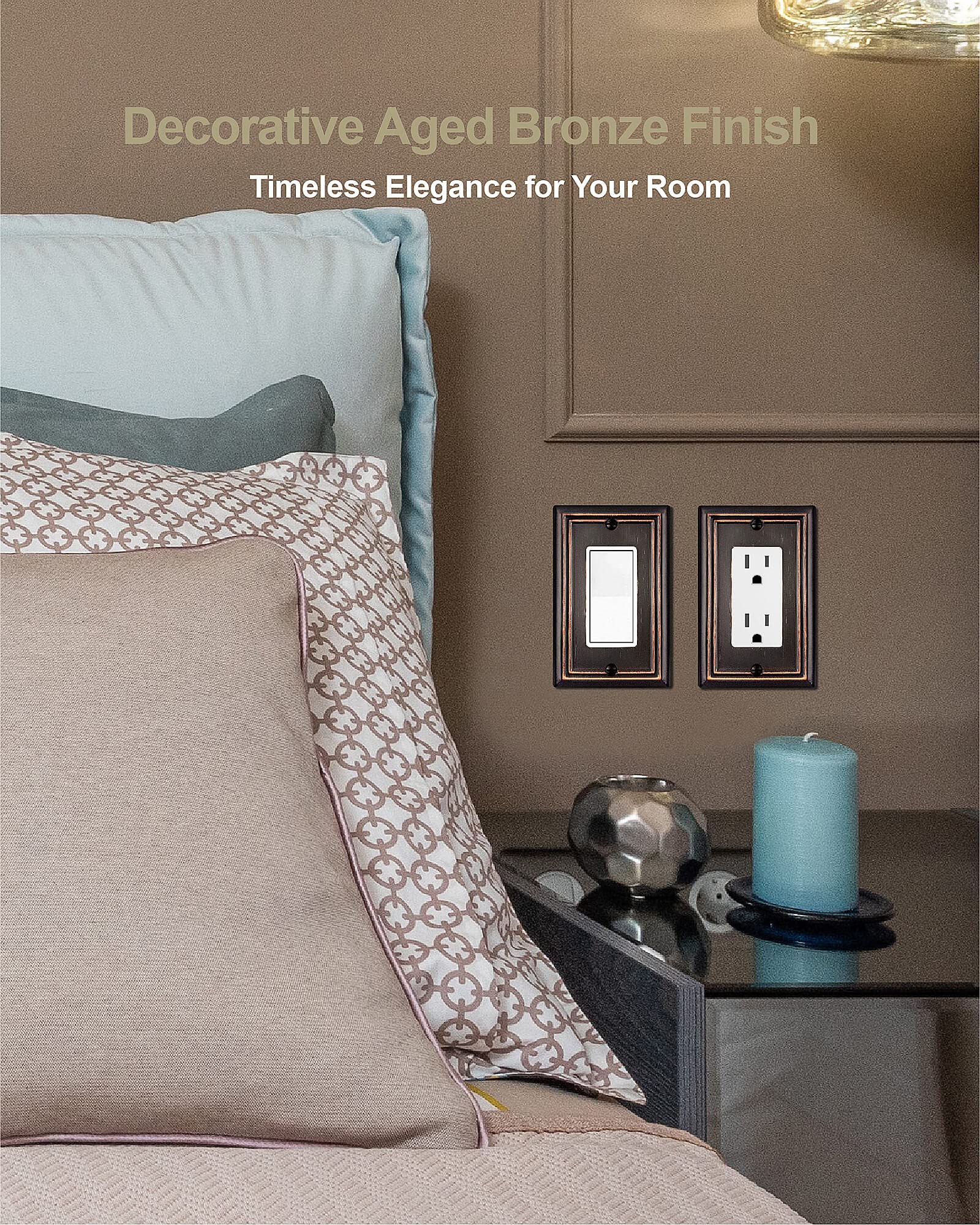ZILLSEA aged bronze rocker switch plate blends with modern interiors