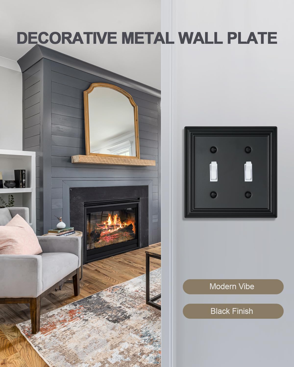 ZILLSEA metal wall plate black close-up shows durable finish for long-lasting use