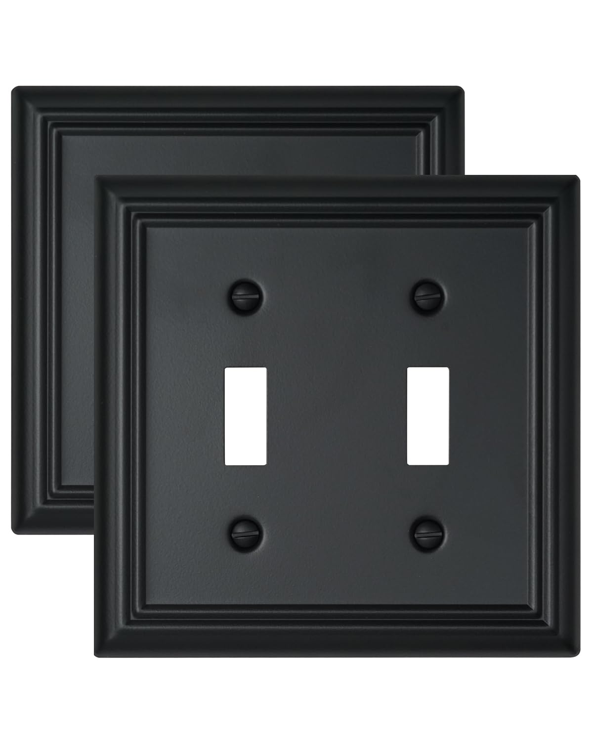 ZILLSEA double-toggle wall plate in black, front view enhances modern home decor