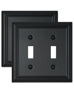 ZILLSEA double-toggle wall plate in black, front view enhances modern home decor