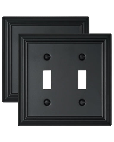 ZILLSEA double-toggle wall plate in black, front view enhances modern home decor