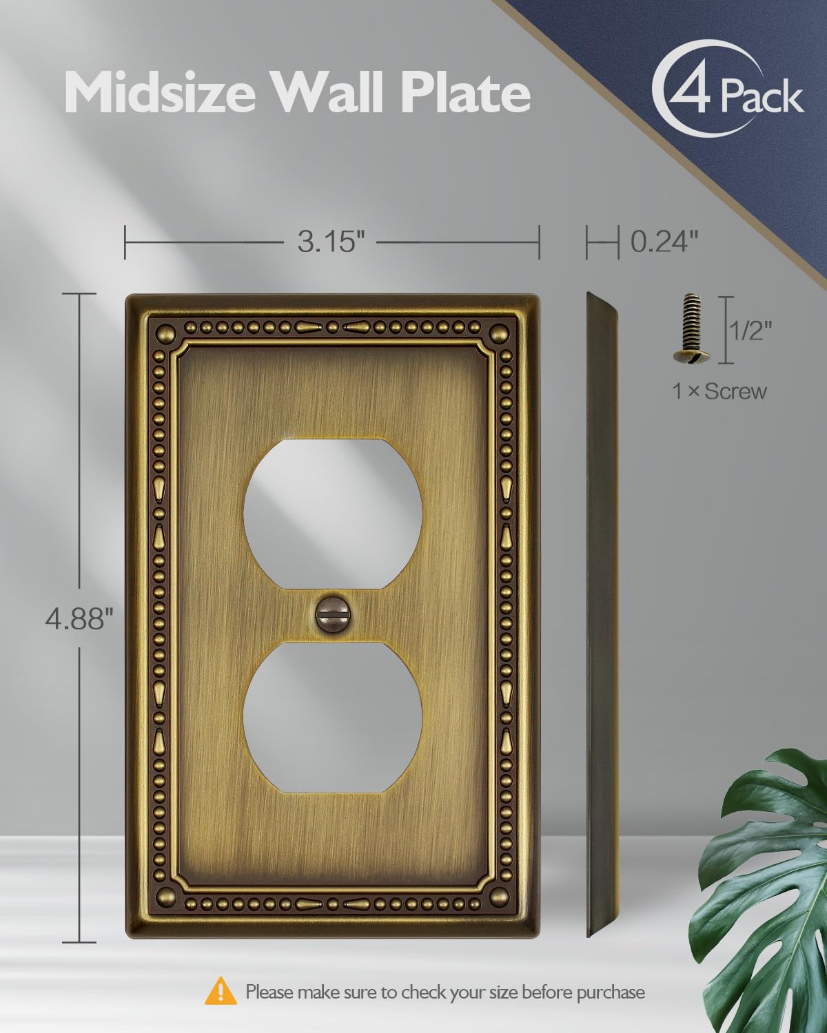 ZILLSEA GFCI outlet compatible wall plate with durable finish