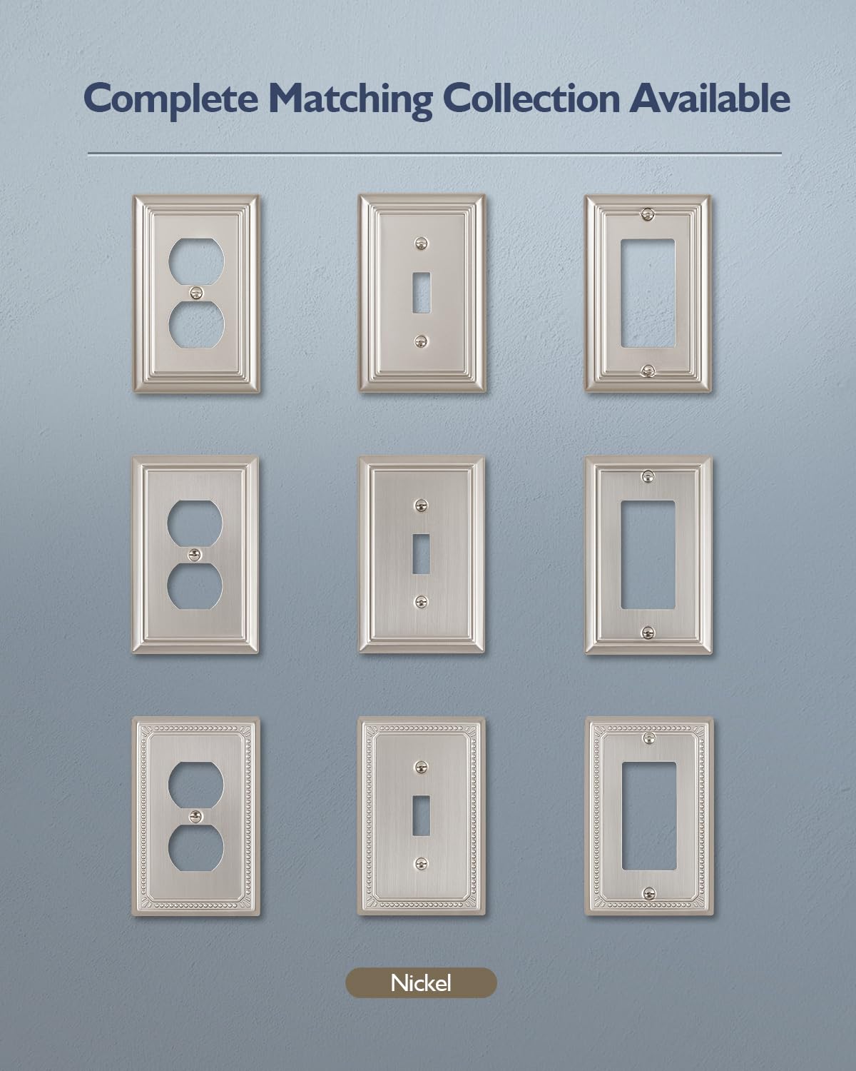 Versatile wall plate suitable for kitchens, bathrooms, and living spaces.