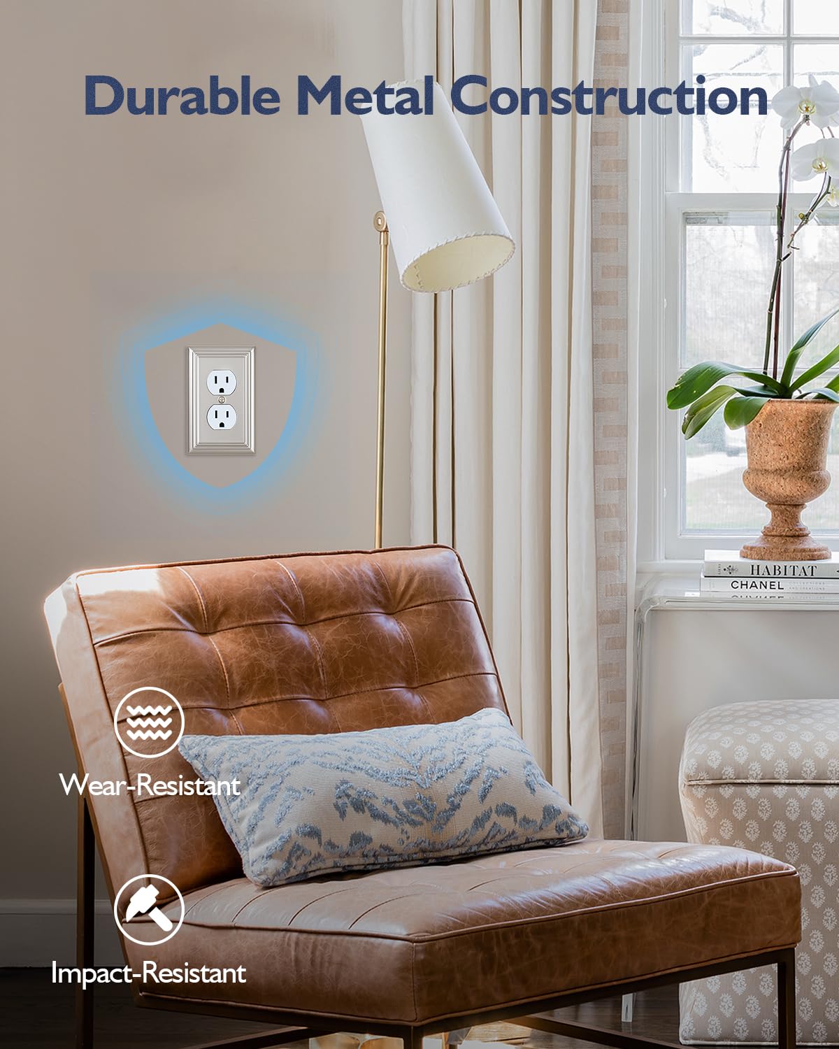 Mid-size wall plate measures 3.15 by 4.88 inches for compatible installations.