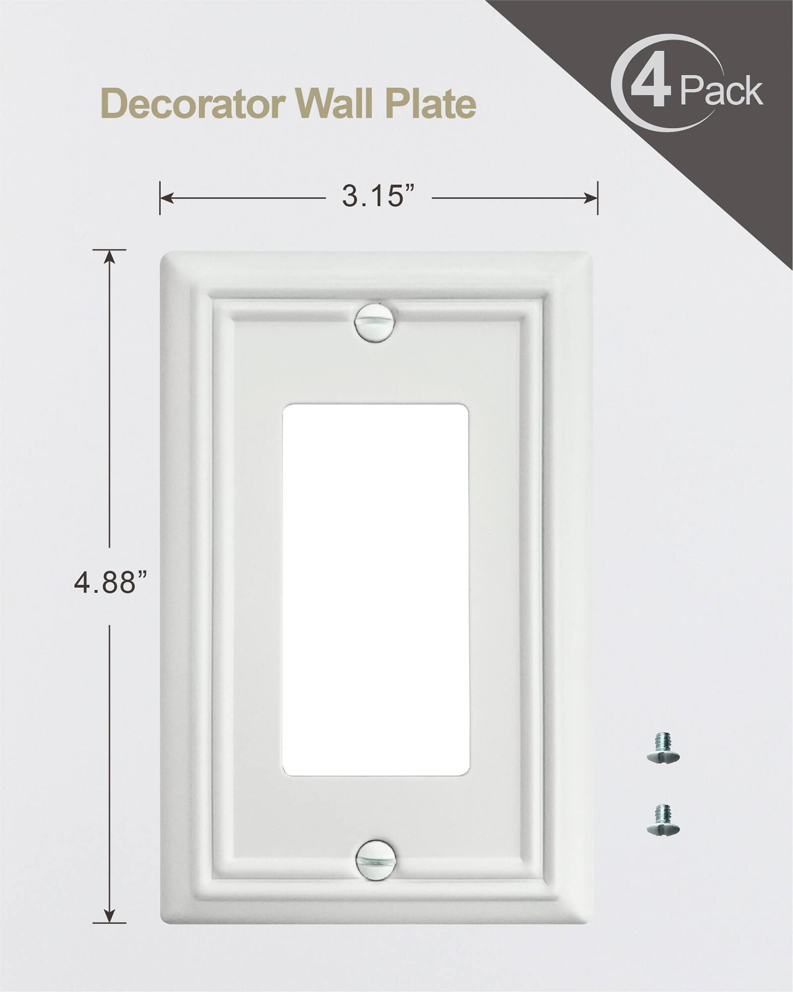 ZILLSEA midsize wall plate measures 3.15 by 4.88 inches for standard fixtures.