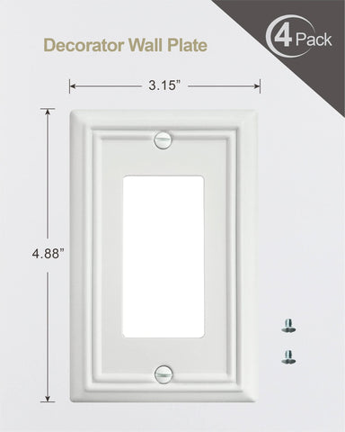 ZILLSEA midsize wall plate measures 3.15 by 4.88 inches for standard fixtures.